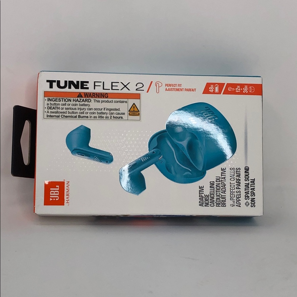 JBL Tune Flex 2 Adaptive Noise Cancelling Spatial Sound Wireless Blue Earbuds